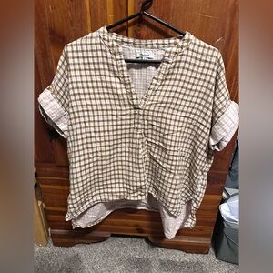 Madewell Ginghan Brown Check Top
